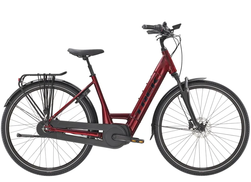 Trek District+ 8 Lowstep Electric Bike in Red