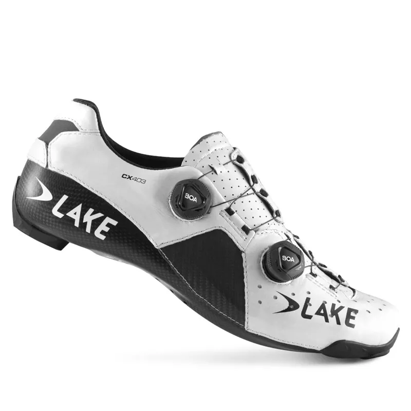 Lake CX403 CFC Carbon Wide Fit Road Shoes in White