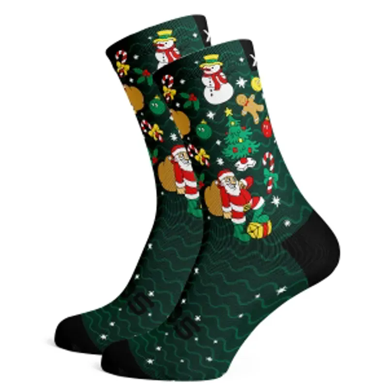 Sox Footwear Santa and Friends Premium Large Crew Socks in Green