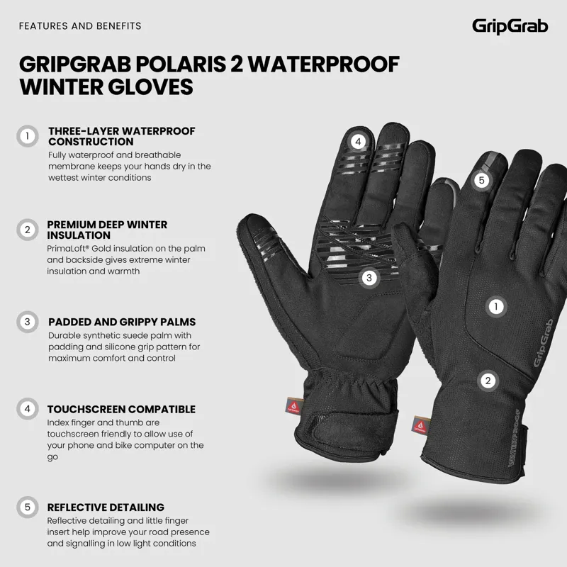 GripGrab Polaris 2 Waterproof Gloves Black-1