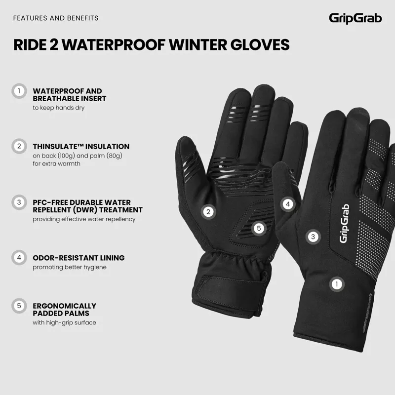 GripGrab Ride Waterproof Winter Gloves Black-4
